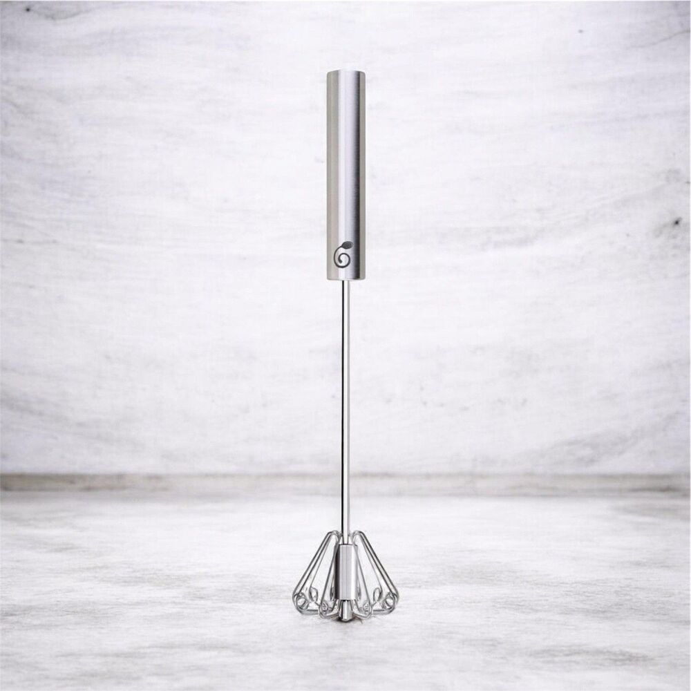 Stainless Steel Push Whisk Semi Automatic Egg Beater Rotary Hand Mixer Blender